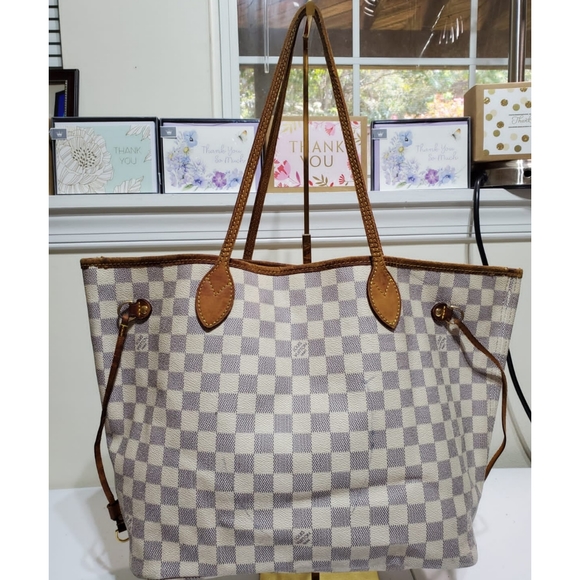 LOUIS VUITTON Damier Azur Neverfull MM Bag - Picture 3 of 13